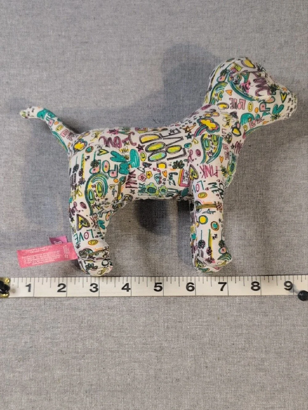Victoria’s Secret PINK Dog Plush Doodle Print Stuffed Animal 8” Toy